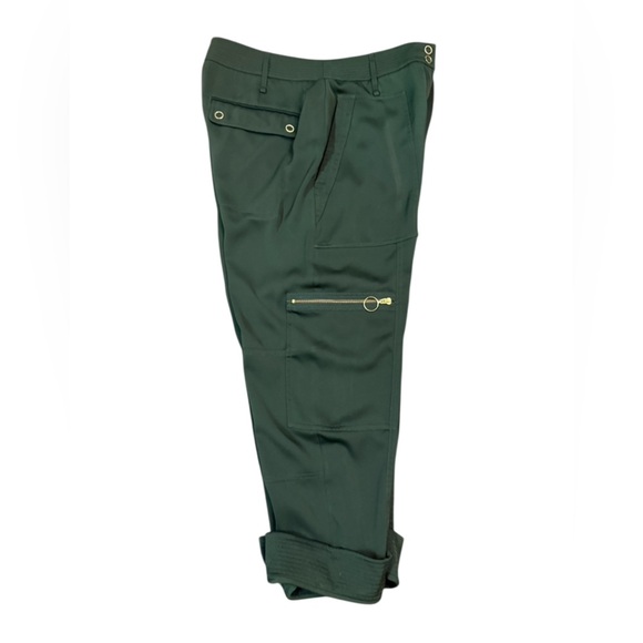 ME + EM Satin Cargo Cropped Utility Trouser Size 14 in Green - Picture 10 of 12